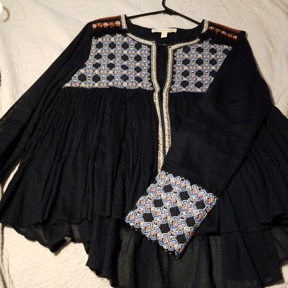 Navy blue shirt jacket. Cotton sheer